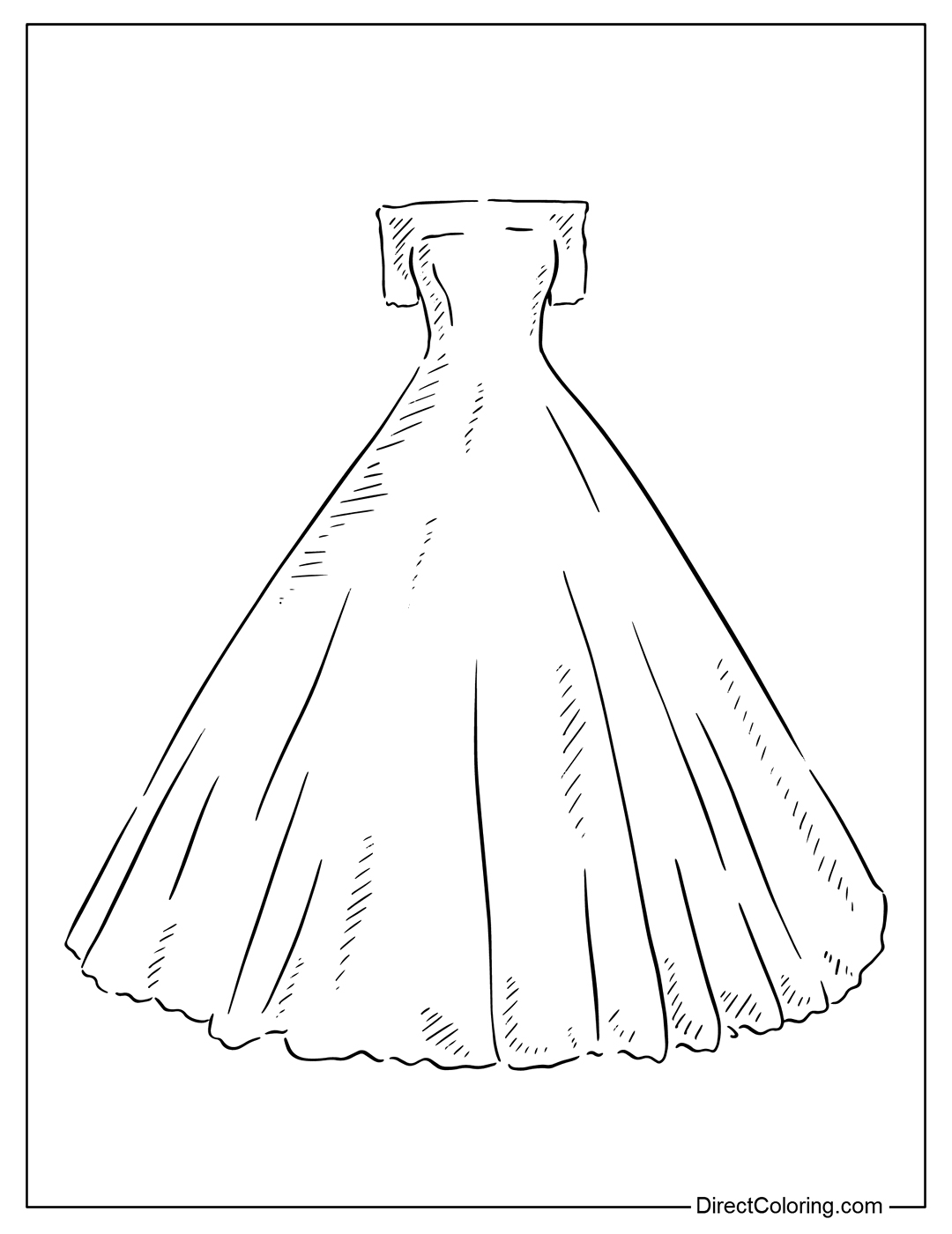 Off Shoulder A-Line Dress Coloring Page